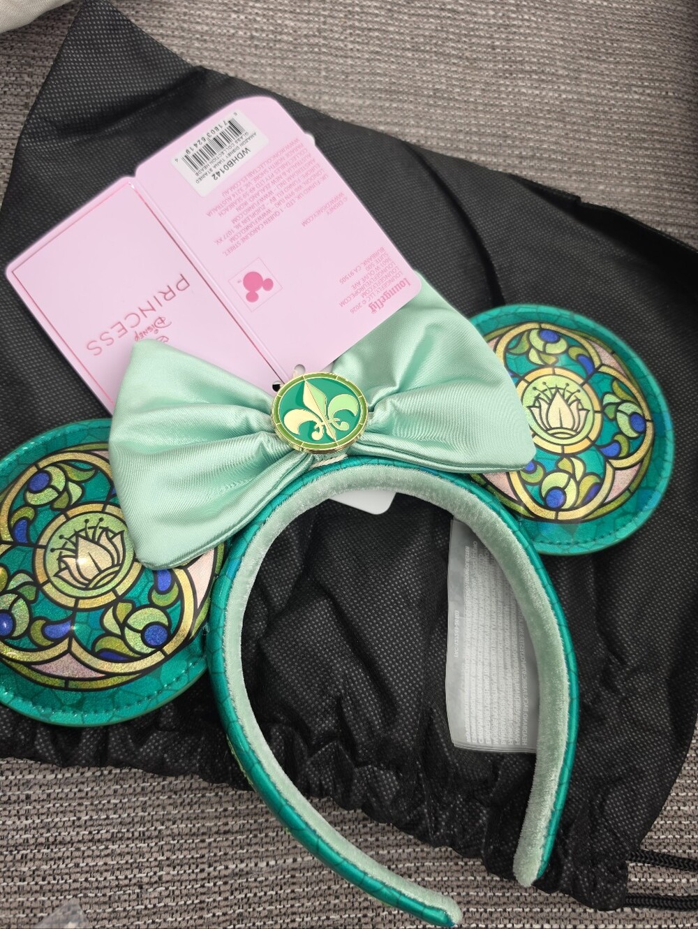 NEW Loungefly Disney Princess Stained Glass Collection: Tiana Ears + Dust Cover